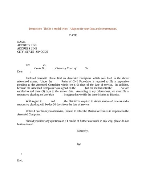 sample letter  include amended complaint form fill   sign