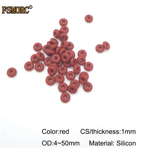 100pcs Red Silicon O Rings Od4~50mm 1mm Thickness House Use Gasket No