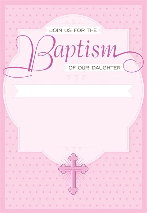 dotted pink  printable baptism christening invitation template