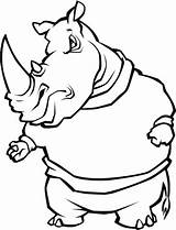 Rhino Coloring Rhinoceros Color Cartoon Pages Supercoloring sketch template