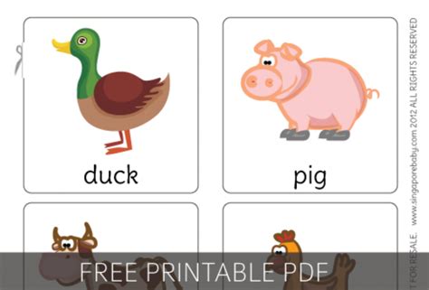 printable farm animal flash cards printable card