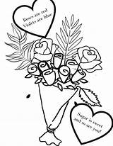 Coloring Valentine Pages Valentines Flowers Roses Printable Pdf Bouquet Flower Poem Sheet Featuring Kid Think Features Classic Also sketch template
