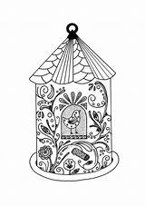 Coloring Pages Adult Whimsical Bird House sketch template