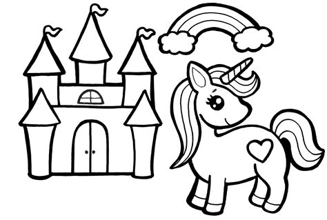 unicornio  el castillo  colorear imprimir  dibujar coloringonly