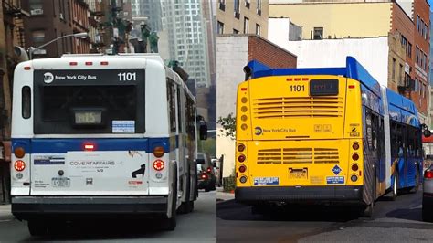 mta new york city bus new flyer articulated bus 1101 then and now