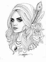 Gypsy Tattoo Girl Drawing Coloring Pages Tattoos Adult Women Colouring Sheets Designs Girls Adults Color Book Desenhos Zigeuner Books Drawings sketch template