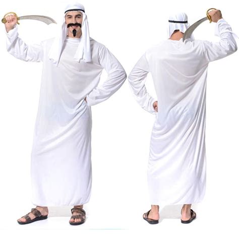Men White Dubai Prince Arab King Cosplay Costume Adults Performance