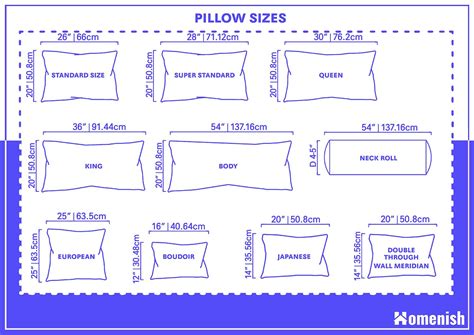 pillow sizes chart  guide   type  bed casper