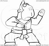 Karate Ape Clipart Cartoon Outlined Coloring Vector Thoman Cory Royalty sketch template