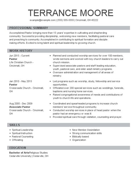 expert religion resume examples samples   livecareer