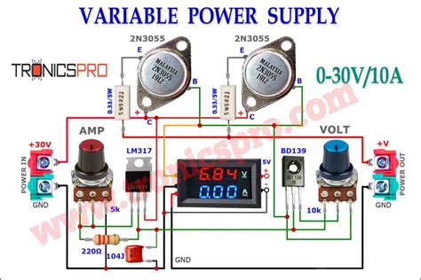 variable power supply  va circuit diagram tronicspro