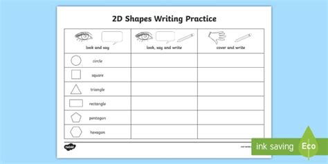 shapes writing practice worksheet teacher