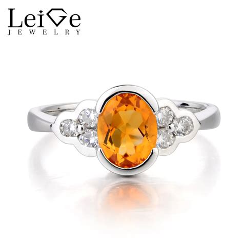 leige jewelry natural yellow citrine ring citrine silver ring cocktail