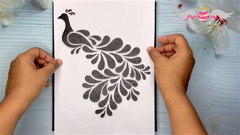simple stencil painting peacock canvas painting   cut stencil