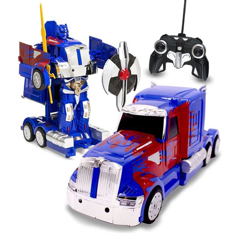 family smiles kids optimus prime blue truck  scale rc toy