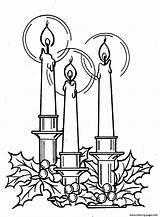 Coloring Christmas Candle Pages Three Printable sketch template