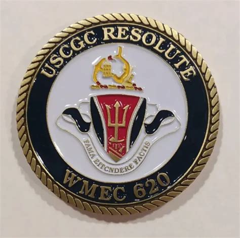 uscg coast guard uscgc resolute wmec  chiefs mess challenge coin  picclick