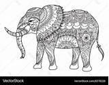 Mandala Elephant Coloring Vector Royalty sketch template