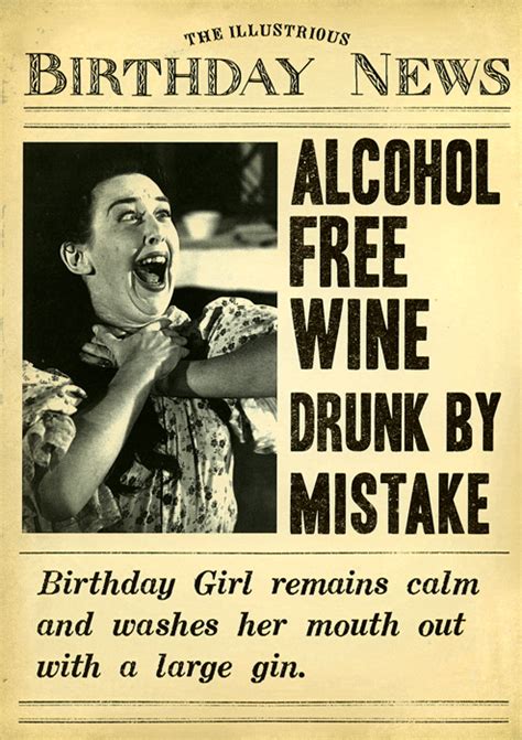 Funny Birthday Card Alcohol Free Wine Drunk By Mistake