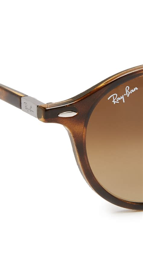 lyst ray ban full fit round sunglasses in brown for men