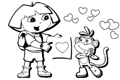 dora  boots valentine coloring pages valentine coloring valentine