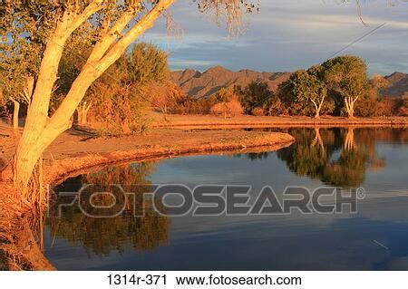 usa arizona yuma fortuna pond  sunset stock image   fotosearch