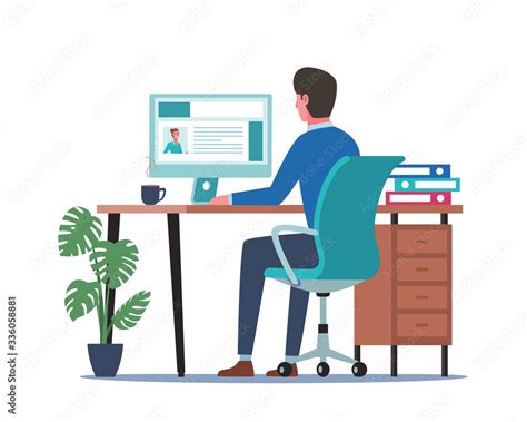 young man working  computer business people sitting  office desk