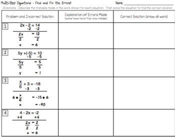 multi step equations worksheet thekidsworksheet