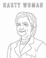 Coloring Hillary Clinton Getcolorings Nasty Woman sketch template