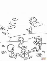 Coloring Kids Play Pages Seesaw Printable Spring Colouring Book Template Artwork sketch template