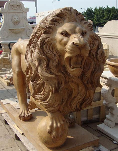 large concrete roaring garden lion statues  outdoor marblebronze