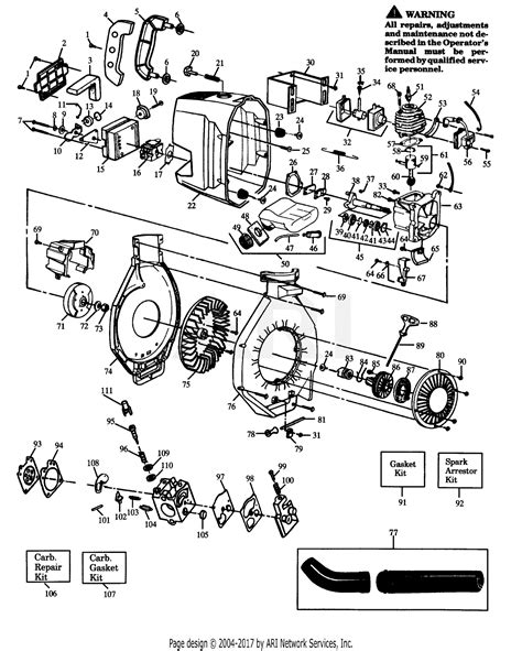 poulan pp gas blower  gas blower parts diagram  bower assembly