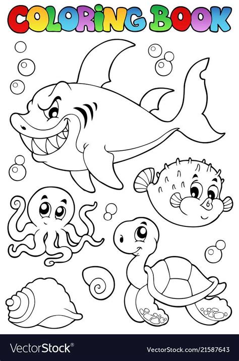 coloring book  sea animals  vector image  coloring books