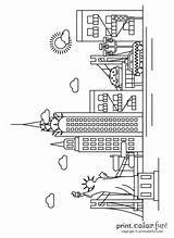 York City Skyline Coloring Pages Printable Color Building Empire State Liberty Statue Might sketch template
