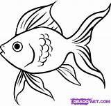 Goldfish Draw Fish Gold Step Coloring Clipart sketch template
