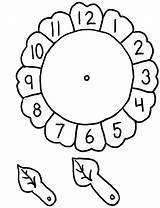 Clock Coloring Pages Alarm Sunflower sketch template