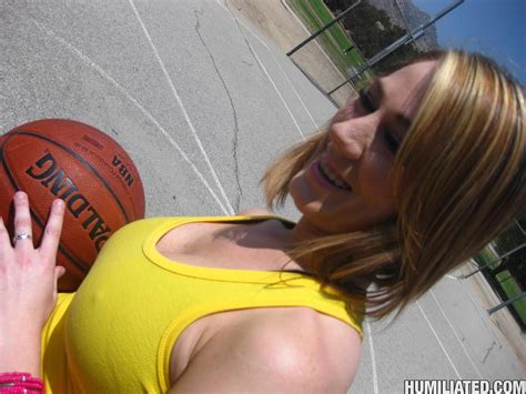 teen basketball player amber ashlee plays with cock and