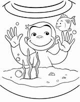 Coloring Pages Curious George Book Kids Printable Goldfish Bowl Looking Fall Cartoon Choose Board sketch template