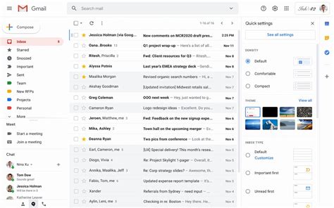 gmail  nouveau menu reglages rapides pour personnaliser sa boite