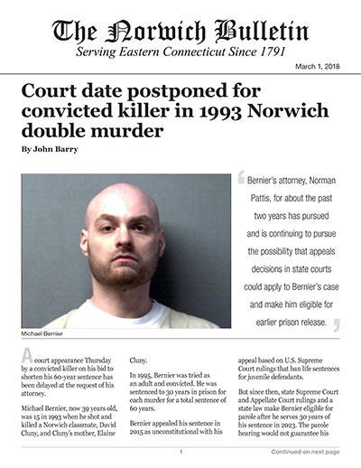 court date postponed for convicted killer in 1993 norwich double murder