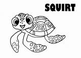Nemo Finding Coloring Pages Dory Turtle Squirt Characters Choose Board sketch template
