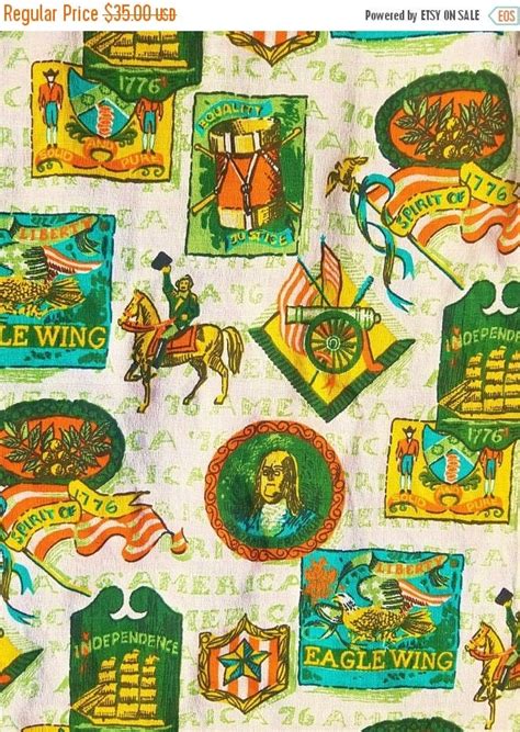 sale vintage fabric colonial americana bicentennial home decorator fabric tole early