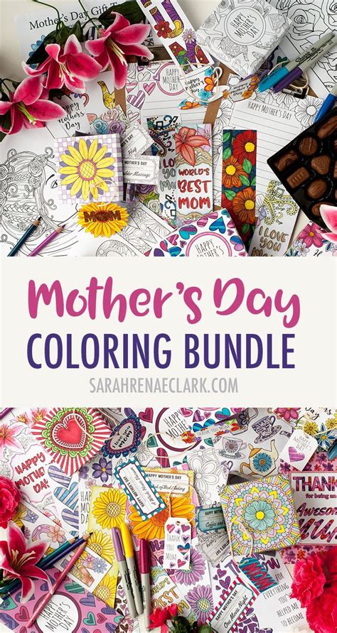 mothers day coloring bundle bookmarks cards coupons gift boxes