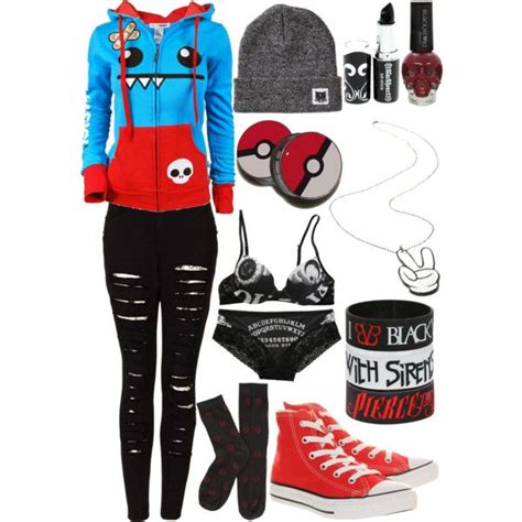 black red white and blue scene emo girl outfit my polyvore pinterest red white blue emo