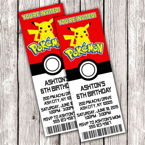 pokemon ticket invitation pokemon birthday party diy printable