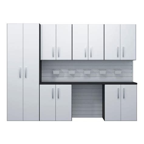 flow wall  piece composite wall mounted garage storage system  silver