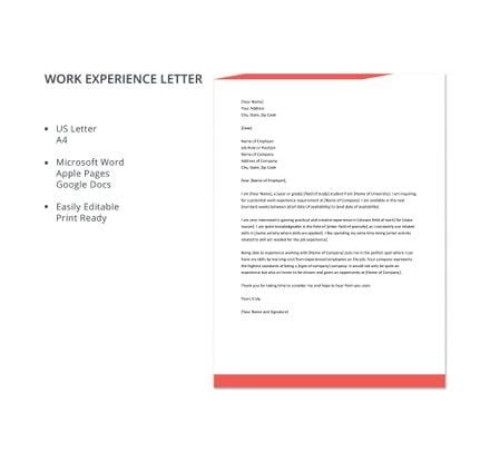 experience letter  employee template   letters  word