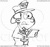 Reporter Taking Notes Boy Clipart Cartoon Coloring Outlined Vector Leishman Ron Toonaday Royalty Collc0008 sketch template