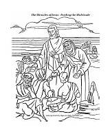 Jesus Miracles Coloring Pages Bible Feeding Miracle Multitude Printables Sheets Printable Feeds Multitudes Cn Fish People Choose Board Template sketch template