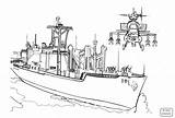 Coloring Pages Warship Battleship Ship Aircraft Carrier Navy Color Printable Print sketch template